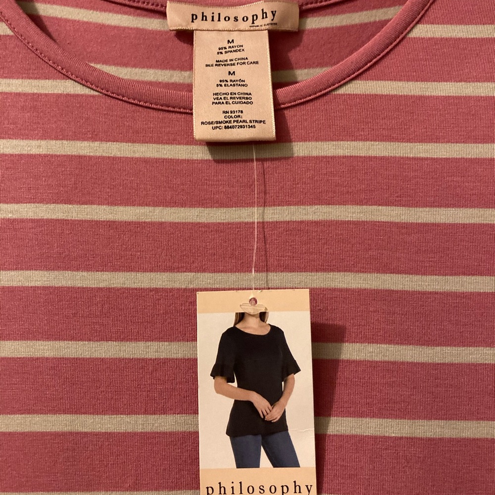 NWT Philosophy Ruffle Sleeve Tee - Picture 3 of 7